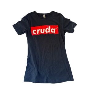 Black T-Shirt with Red Cruda AF Logo